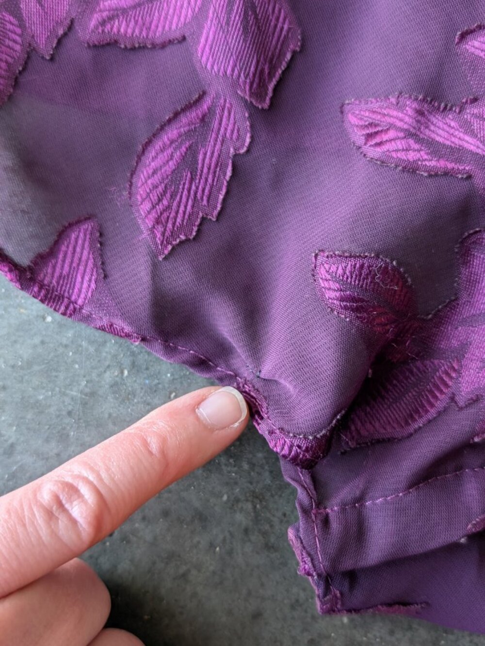Vintage Solange Purple Floral Jacquard Sheer Romper Lingerie Nightie size 18/20 - Picture 5 of 7